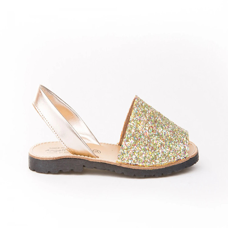 Made in Spain EU28-EU37 Menorcan Sandals in Metallic Nappa Size Non Slip Rubber Gold